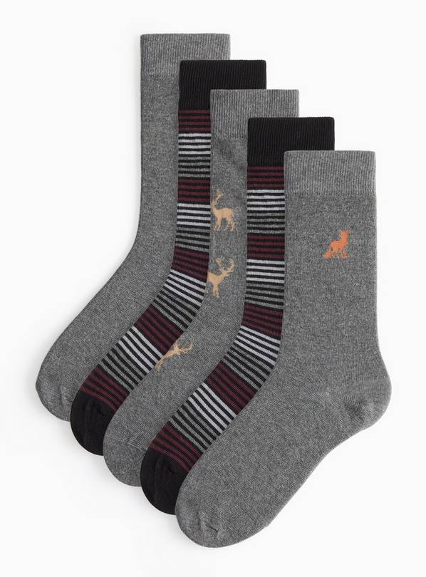 Woodland Printed Ankle Socks 5 Pack 6-8.5